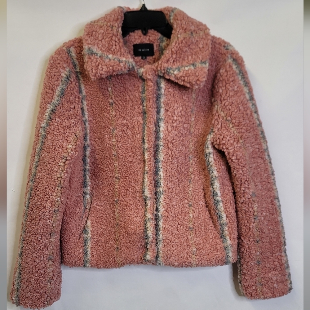 En saison teddy  zip up stripes jacket